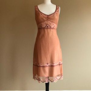 Odille Anthropologie amber lace embroidered dress